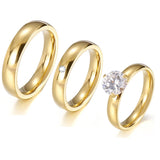18k Plated Wedding Rings Set for Men & Women. Couple Ring Titanium Marriage Gift