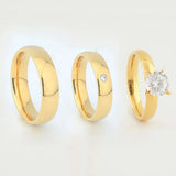 18k Plated Wedding Rings Set for Men & Women. Couple Ring Titanium Marriage Gift