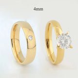 18k Plated Wedding Rings Set for Men & Women. Couple Ring Titanium Marriage Gift