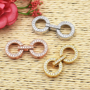 3pcs 18k Plated CZ Clasps for Pearls Bracelets Necklace