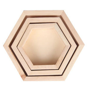 Wood Jewelry Storage Boxes Bracelet Necklace Display Tray Hexagon Wooden Cases