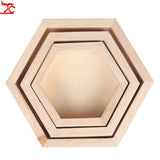 Wood Jewelry Storage Boxes Bracelet Necklace Display Tray Hexagon Wooden Cases