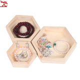 Wood Jewelry Storage Boxes Bracelet Necklace Display Tray Hexagon Wooden Cases