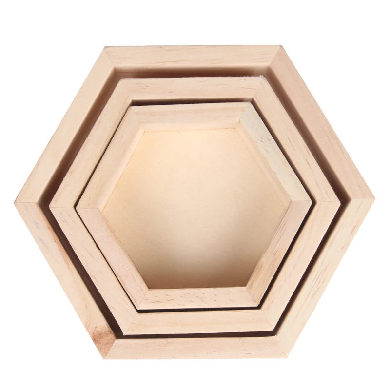 Wood Jewelry Storage Boxes Bracelet Necklace Display Tray Hexagon Wooden Cases