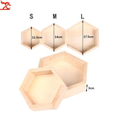 Wood Jewelry Storage Boxes Bracelet Necklace Display Tray Hexagon Wooden Cases