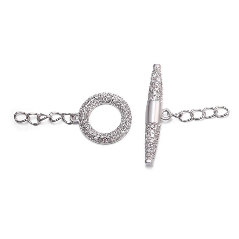 3pcs 32X26mm Copper CZ Conical Joint + Chain OT Clasp