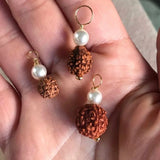 3pcs Brown Rudraksha Pearl Pendant Necklace Yoga Chain Chakra Lucky Bohemia