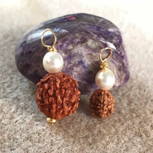 3pcs Brown Rudraksha Pearl Pendant Necklace Yoga Chain Chakra Lucky Bohemia