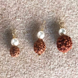 3pcs Brown Rudraksha Pearl Pendant Necklace Yoga Chain Chakra Lucky Bohemia
