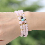 3pcs 6mm Natural Gem Stone Stretch Bracelet Set Crystal Turquoise Bangle