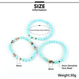 3pcs 6mm Natural Gem Stone Stretch Bracelet Set Crystal Turquoise Bangle