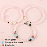 3pcs 6mm Natural Gem Stone Stretch Bracelet Set Crystal Turquoise Bangle