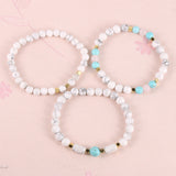 3pcs 6mm Natural Gem Stone Stretch Bracelet Set Crystal Turquoise Bangle