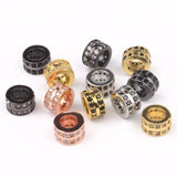 3pcs 7mm Micro Pave CZ Zirconia Flat Round Charms Beaded Big Hole Spacer Beads