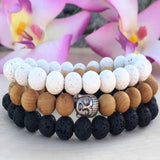 8mm Rudraksha Gemstone Jade Bead Bracelet Seven Chakras Cuff