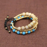 3pcs Anil CZ Crown Charms Stone Beads Couple Bracelets Jewelry For Women Bangles
