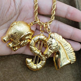 3pcs Animal Pendant with Chain Elephant Crocodile Dolphin Charms Pendant