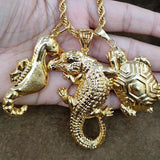 3pcs Animal Pendant with Chain Elephant Crocodile Dolphin Charms Pendant