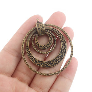 3pcs Antique Brown Ethnic Multicircle Pendant for Jewelry Making 45mm