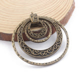 3pcs Antique Brown Ethnic Multicircle Pendant for Jewelry Making 45mm