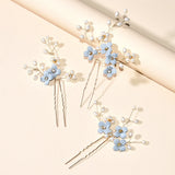 3pcs Flower U Shaped Hair Pins for Wedding Bridal Hairclip