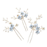 3pcs Flower U Shaped Hair Pins for Wedding Bridal Hairclip