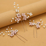 3pcs Flower U Shaped Hair Pins for Wedding Bridal Hairclip
