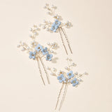 3pcs Flower U Shaped Hair Pins for Wedding Bridal Hairclip