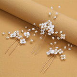 3pcs Flower U Shaped Hair Pins for Wedding Bridal Hairclip