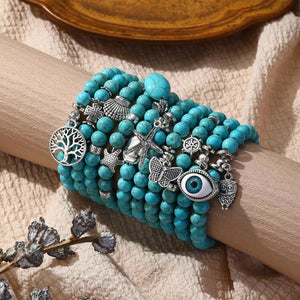 3pcs Turquoise Bracelet Vintage Bohemian Beaded Bracelet