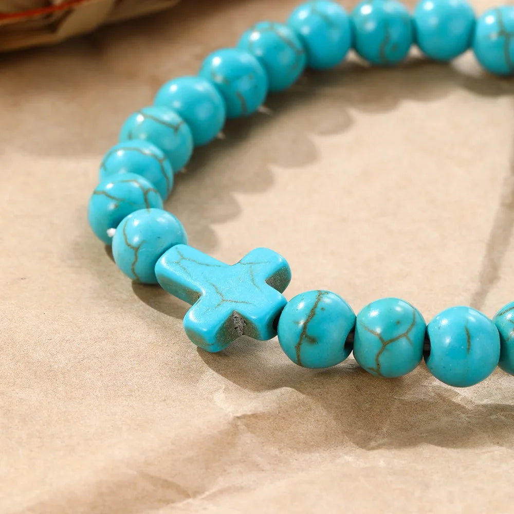 3pcs Turquoise Bracelet Vintage Bohemian Beaded Bracelet