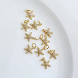 3pcs 14k Plated Starfish Pendants Crystal Charms DIY Jewelry Making