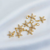 3pcs 14k Plated Starfish Pendants Crystal Charms DIY Jewelry Making