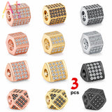 3pcs Brass Geometric Triangle Beads for DIY Bracelets