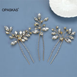3pcs Bride Hairpins Crystal U-shaped Alloy Hair Sticks