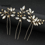 3pcs Bride Hairpins Crystal U-shaped Alloy Hair Sticks