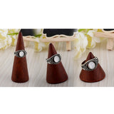 3pcs Brown Cone Wooden Ring Jewelry Display Stand Holder