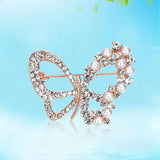 3pcs Butterfly Pearl Crystal Brooch Pins Women Dress Insect Series