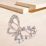 3pcs Butterfly Pearl Crystal Brooch Pins Women Dress Insect Series