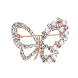 3pcs Butterfly Pearl Crystal Brooch Pins Women Dress Insect Series