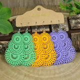 3pcs Candy Hollow Water Drop Earrings Set Boho Ethnic Long Dangle Earrings