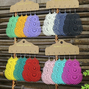 3pcs Candy Hollow Water Drop Earrings Set Boho Ethnic Long Dangle Earrings
