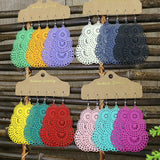 3pcs Candy Hollow Water Drop Earrings Set Boho Ethnic Long Dangle Earrings