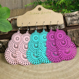 3pcs Candy Hollow Water Drop Earrings Set Boho Ethnic Long Dangle Earrings