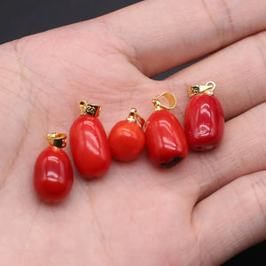 3pcs Red Coral Bead Pendant Drop Shape for DIY Jewelry Making
