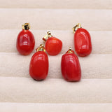 3pcs Red Coral Bead Pendant Drop Shape for DIY Jewelry Making