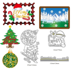 3pcs Christmas Text Trees Embossing Template Mould Metal Die Cuts