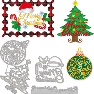 3pcs Christmas Text Trees Embossing Template Mould Metal Die Cuts