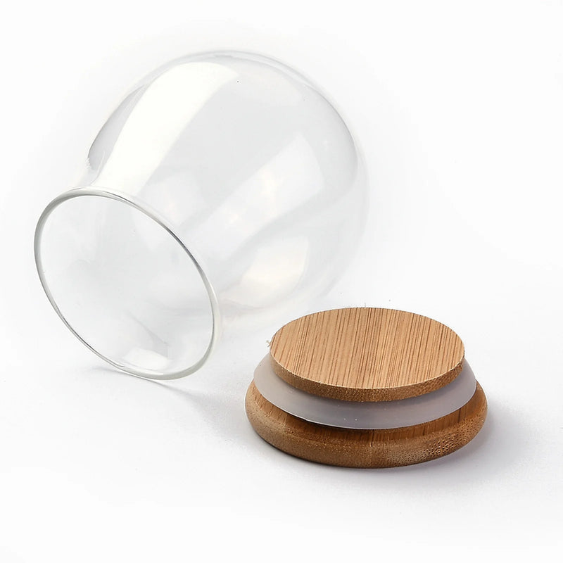3pcs Frosted Glass Bottle with Bamboo Stopper for Storage