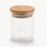 3pcs Frosted Glass Bottle with Bamboo Stopper for Storage